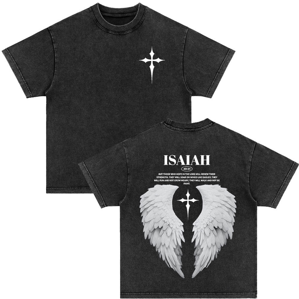 Cross Printed Short Sleeve Washed Black
