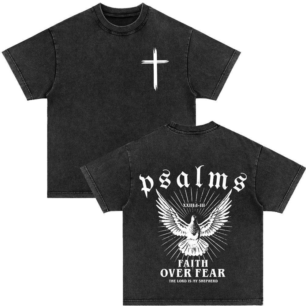 Cross Printed Short Sleeve Washed Black