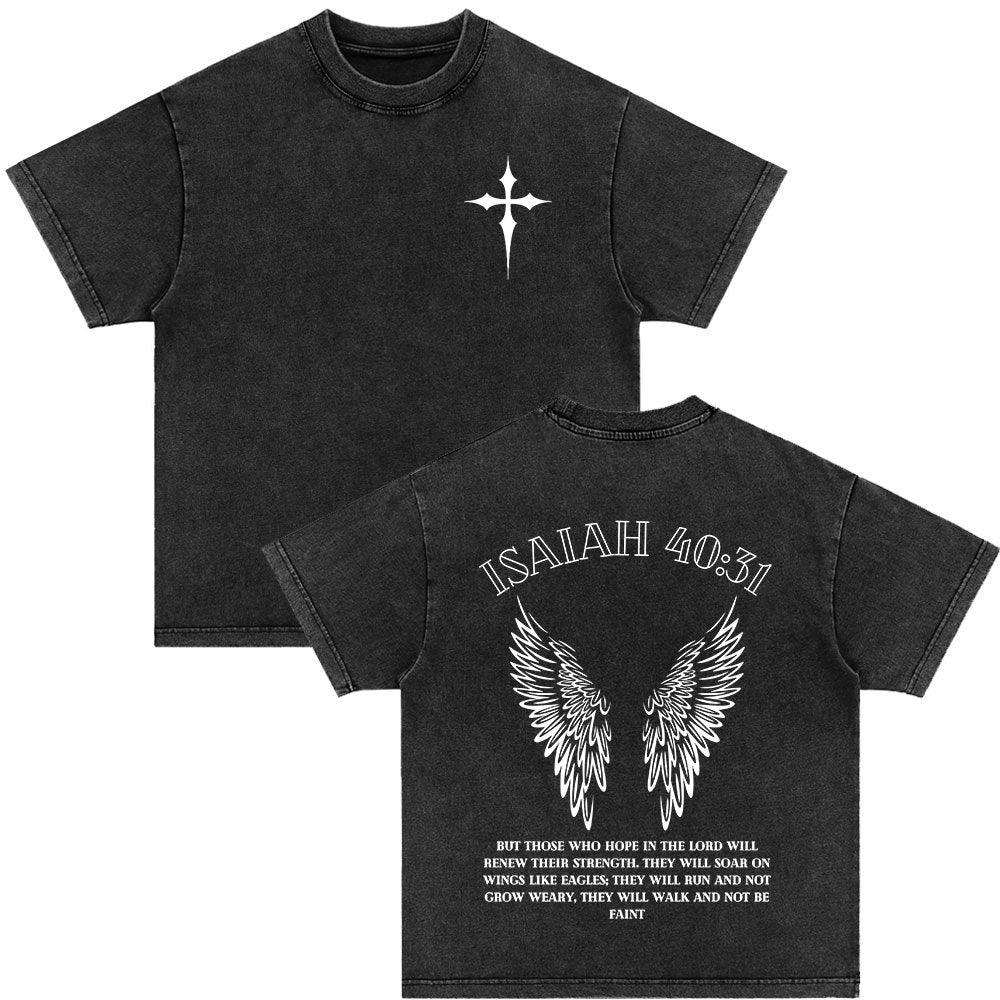 Cross Printed Short Sleeve Washed Black